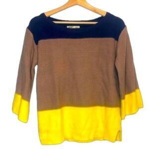 Vintage Old Navy Colorblock sweater SP 3/4 length blue yellow Y2K minimalist 90s